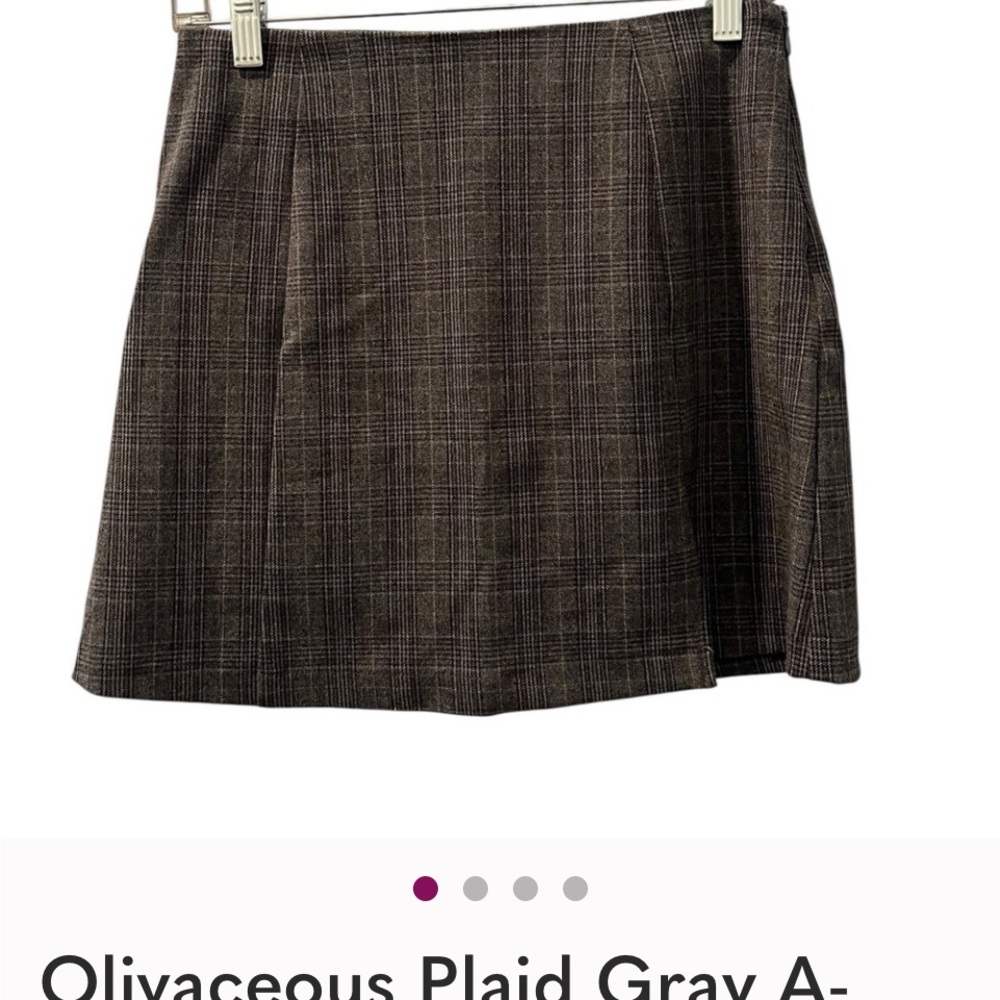 Olivaceous Brown Plaid A-Line Skirt Y2K Lined Size Medium